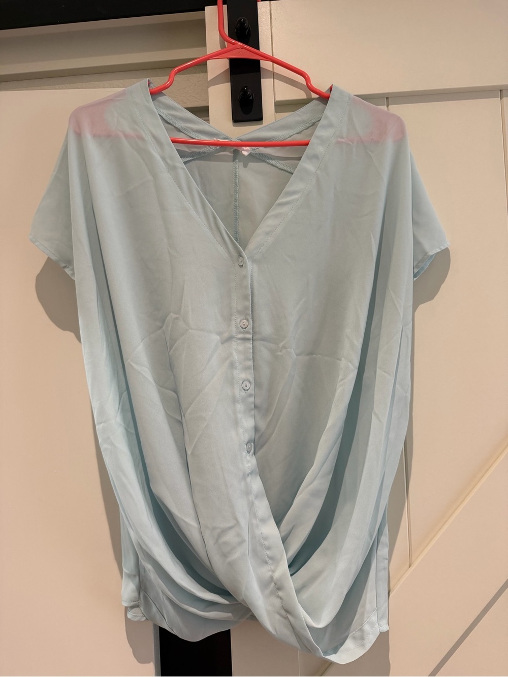Lush Draped Front Blouse in Blue Size Medium